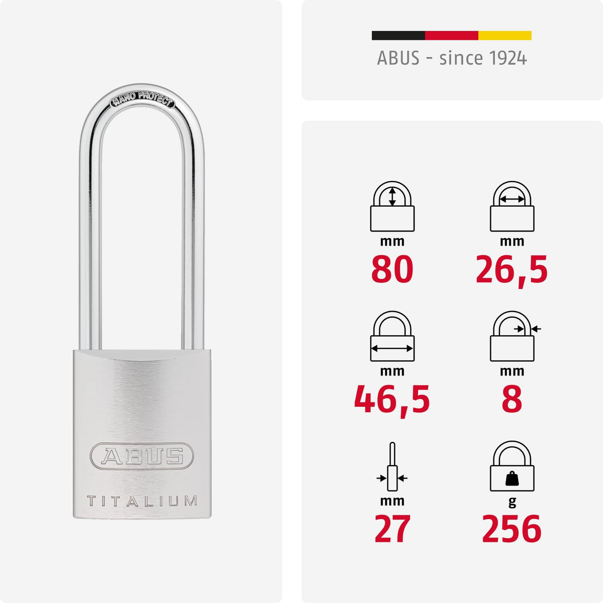 ABUS 86TIIB/45HB80 / Multicolor / Contemporary Keyed Padlocks