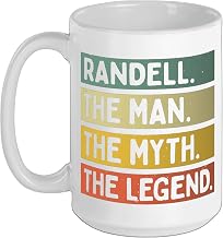 Randell The Man The Myth The Legend Funny Personalized Quote Ceramic Mug, White, 15oz