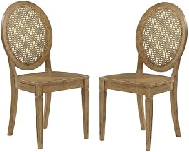 Furnifact Brown 2-Piece Cane-Back Dining Chair Set with Classic Design, Durable Construction, Comfortable Seating, and Stylish Home Kitchen Decor