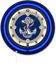Holland Bar Stool Clk19BKUSNavA NCAA 19 in. Dia. US Naval Academy Double Neon Wall Clock Black