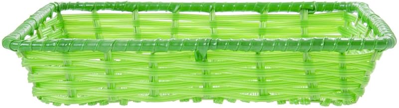 HUBERT Wicker Storage Basket Rectangular Green Plastic - 14"L x 12"W x 2 1/2"D