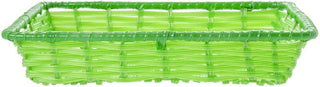 HUBERT Wicker Storage Basket Rectangular Green Plastic - 14"L x 12"W x 2 1/2"D