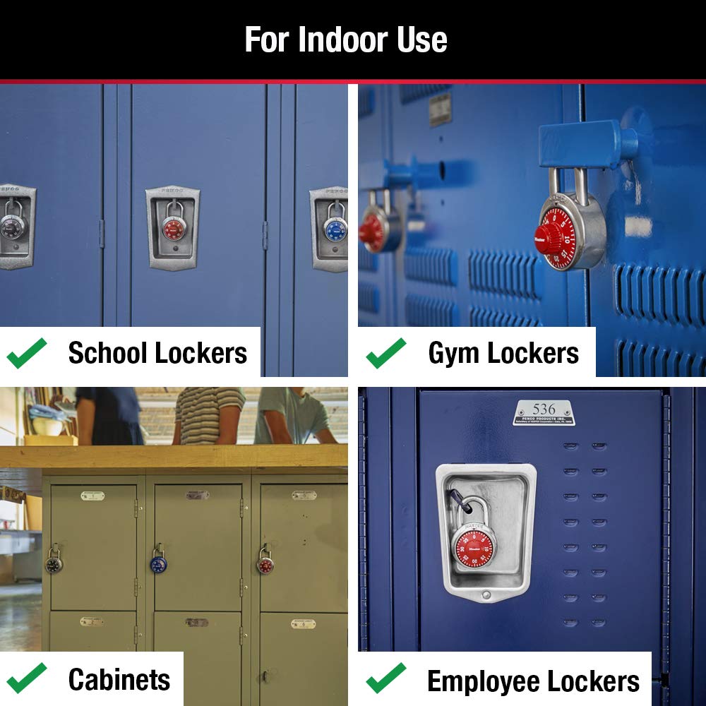 Locker Lock Combination Padlock by Master Lock – 1 Pack, Alloy Steel, Red, Model 1504D