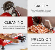 Red Line 250 Electric Slicer by Berkel – Red Line 250, 10" Blade, 7.0 cubic_inches, Aluminum Alloy Steel, Red, Model RSEGM0U000000
