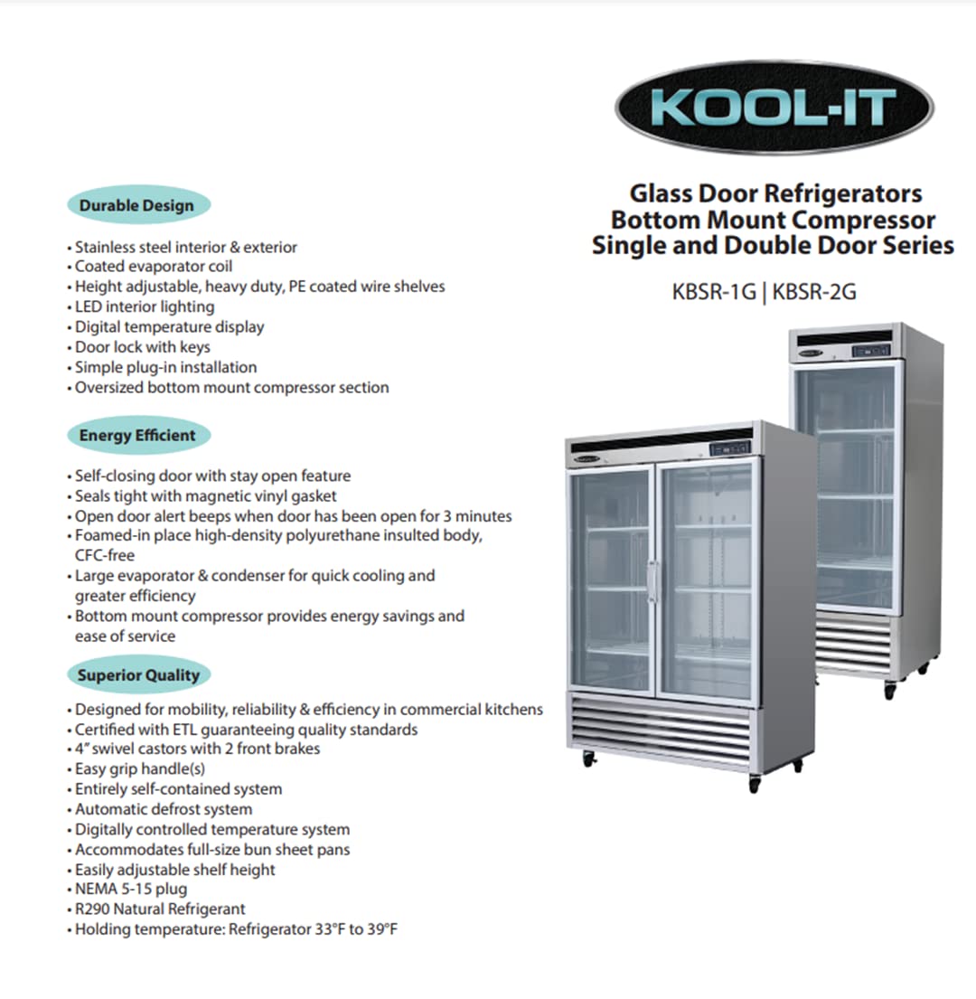 Single Glass Door Reach-In Refrigerator Bottom Mount KOOL-IT KBSR-1G by MVP Kool-It – 21 cubic_feet