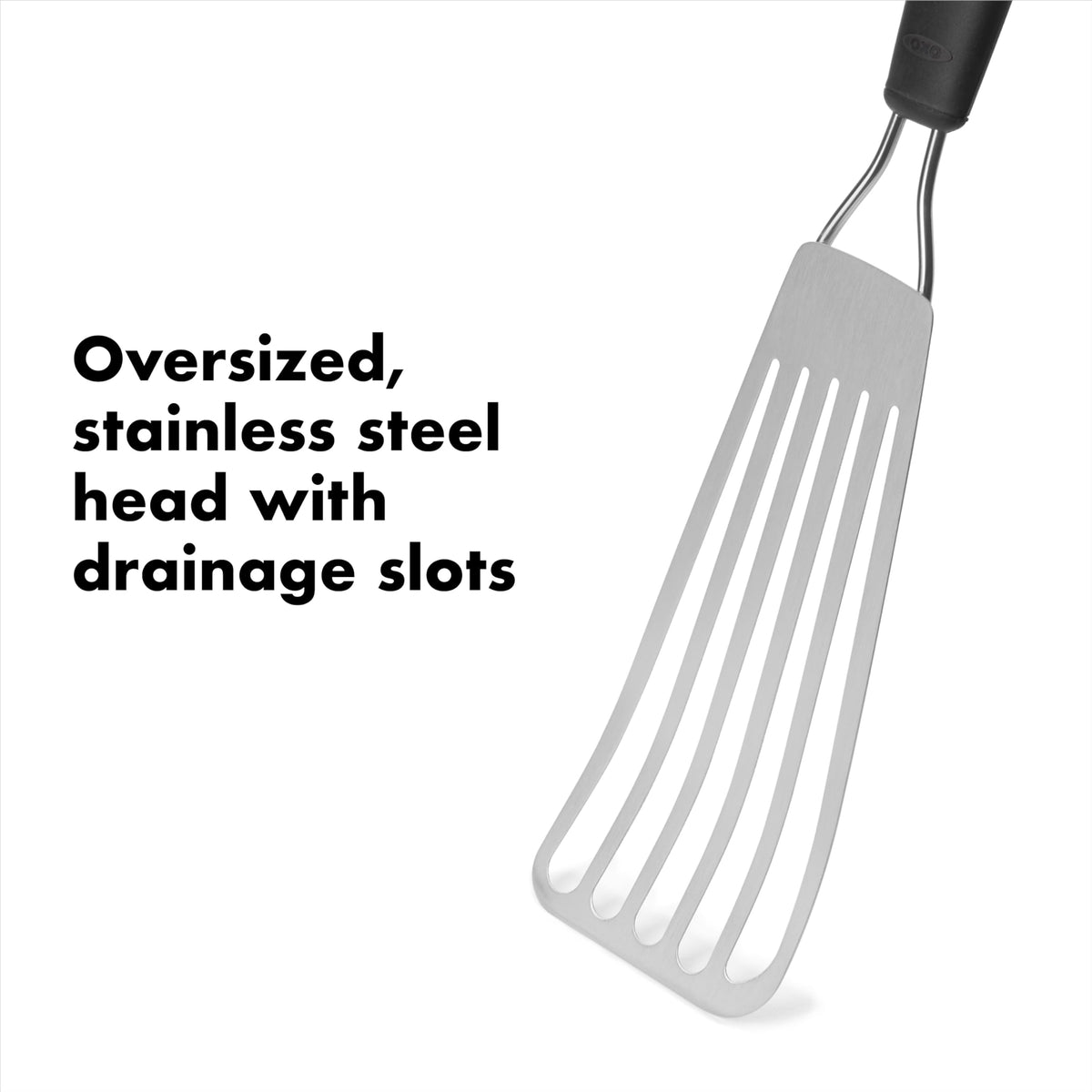 Good Grips Slotted Fish Spatula Stainless Steel by OXO – 1/2"W x 13.65"L/3-1/2", Stainless Steel, Model 1130900