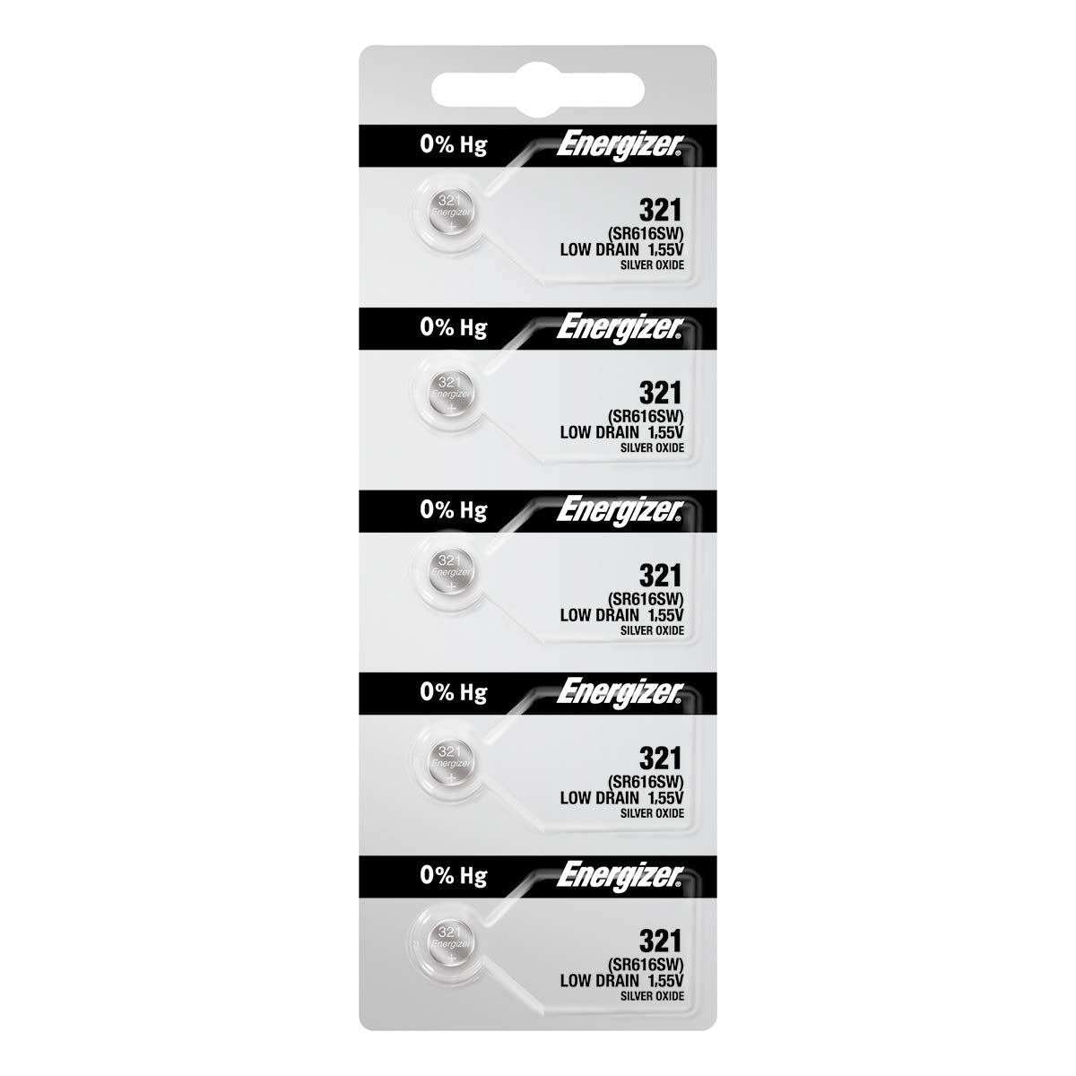 5 321 Watch Batteries SR616SW Battery Cell (5 Batteries Per Pack) by Energizer – 5 Count (Pack of 1), White, Pack of 5, Model 53149348