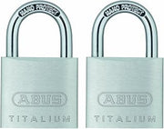 ABUS 64TI/30 Titalium Aluminum Alloy Padlock, Keyed Alike, Pack of 2