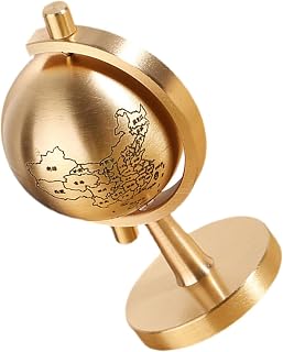 Alasum Small Brass Globe Desktop Ornament with Rotating Feature and Stable Base Compact Home Office Tabletop Decor Craft for Adults and Classroom Use