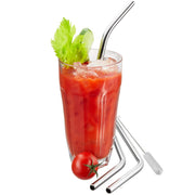 Drinking Straw by GEFU – 23 cm gebogen, Stainless Steel, Silver, Pack of 4, Model 12706