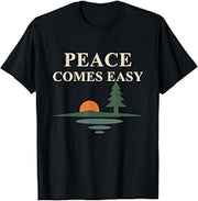 Peace Comes Easy Lakeside Sunset Pine Reflection Graphic T-Shirt