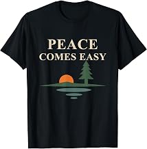 Peace Comes Easy Lakeside Sunset Pine Reflection Graphic T-Shirt