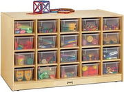 Jonti-Craft 44250JC Double-Sided Island with 40 Cubbie-Tray and with Clear Bins