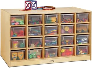 Jonti-Craft 44250JC Double-Sided Island with 40 Cubbie-Tray and with Clear Bins