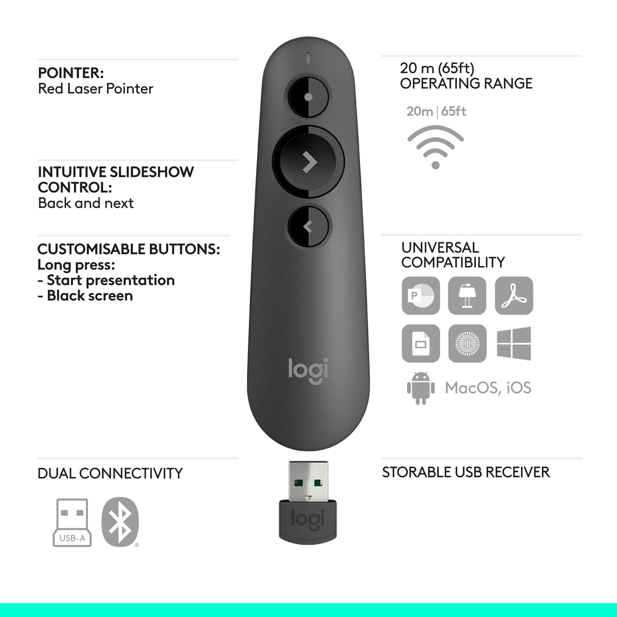 Logitech Red Laser / 3 buttons / Clicker Presentation Remotes
