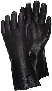 MCR Safety 6522SJ Double-Dipped PVC Plasticsol Gloves, Large, Black, 1-Pair