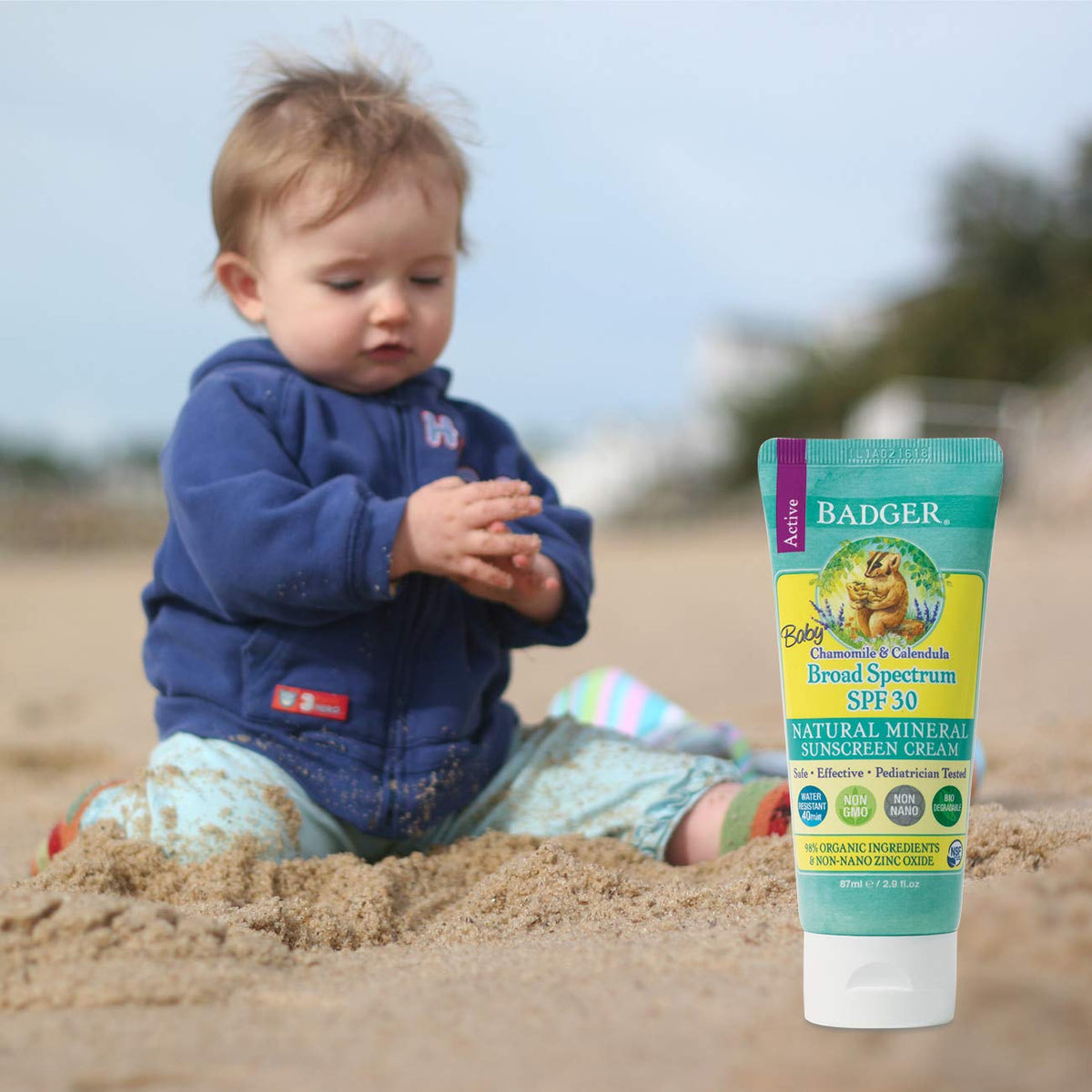 Balm Zinc Oxide Sunscreen Cream - SPF 30 - Chamomile & Calendula - 2.9 oz by Badger – 2.9 Fl Oz (Pack of 1), Multi, Model XA-063