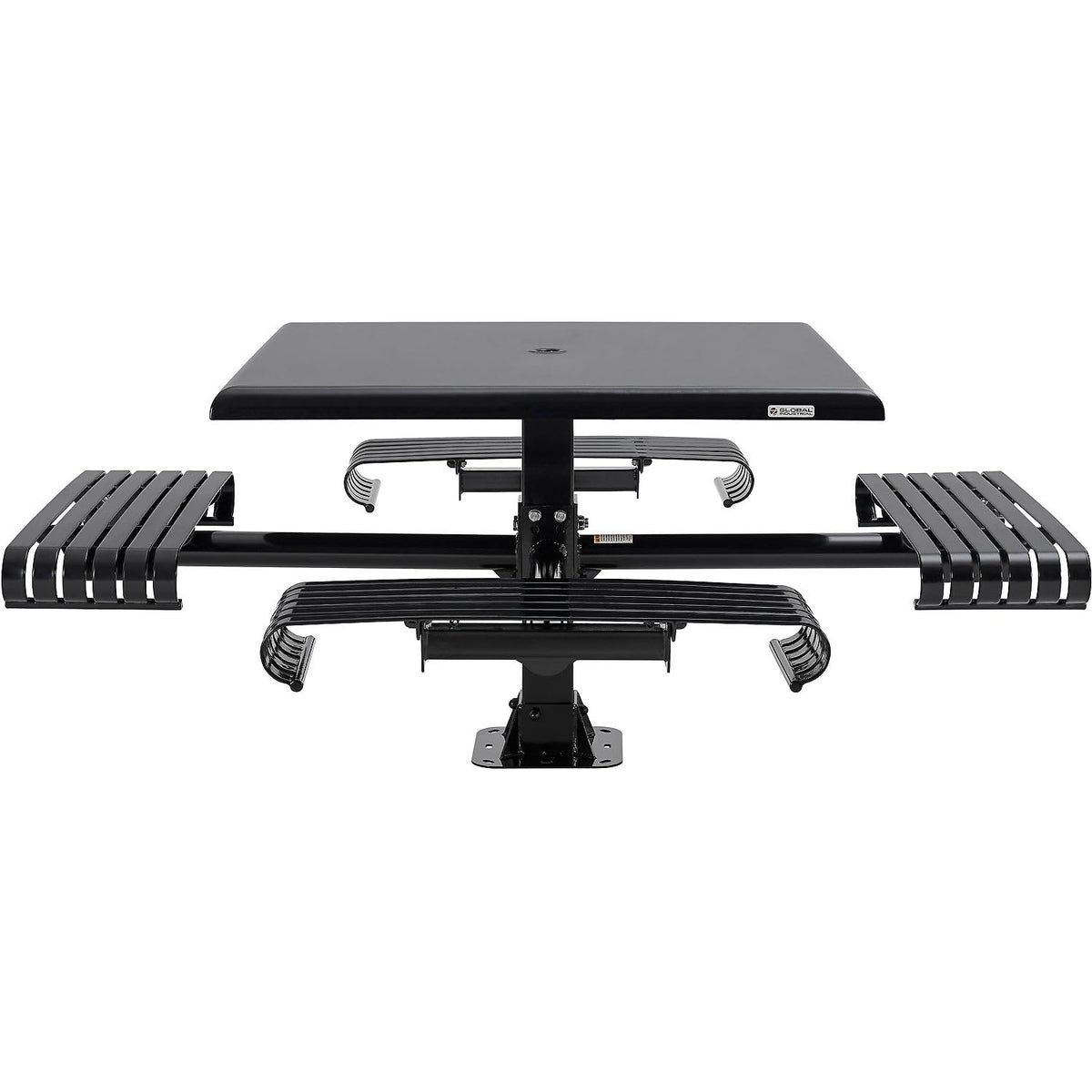 46" Square Steel Slat Picnic Table with Solid Top by Global Industrial – Alloy Steel, Black, Model 271674
