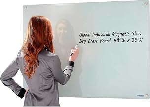 Global Industrial 48" W x 36" H Magnetic Glass Dry Erase Whiteboard, White
