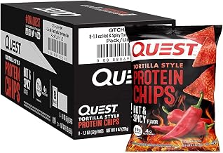 Tortilla Style Protein Chips - 19g Protein - Hot & Spicy (8 Bags)