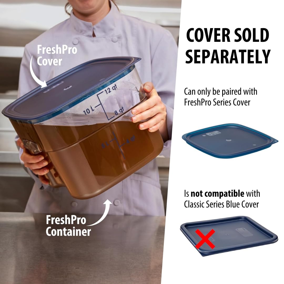 FreshPro Clear Food Container 12QT by Cambro – 28.9 cm x 21.6 cm, 1.9 liters, Polycarbonate (PC), Clear, Model 12SFSPROCW135