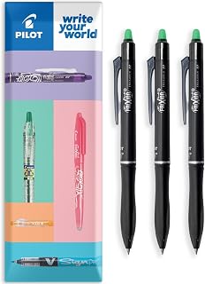 PILOT Frixion Ball Plus Erasable Rollerball Pen - 0.7mm Medium Tip - Thermosensitive Ink Clean Erasing for Office School Fabric Marking – In Envelope Gift Packaging - Pack of 3 (Green)