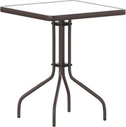 Flash Furniture Metal Square Table | Tempered Glass