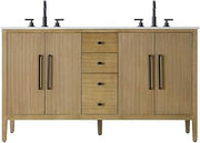 Elegant Kitchen and Bath 60" Double Bathroom Vanity in Linen Oak