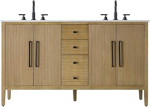 Elegant Kitchen and Bath 60" Double Bathroom Vanity in Linen Oak