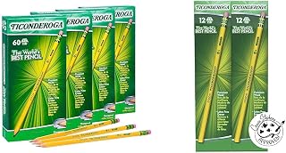 Ticonderoga Wood-Cased Pencils, Pre-Sharpened, 2 HB Soft, Yellow (240 Count) and Unsharpened (96 Count)