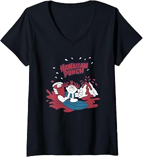 Womens Hawaiian Punch Retro Punchy Surfer Splash V-Neck T-Shirt