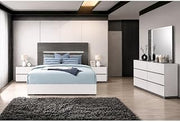Cecilia White and Gray Fluted 4-piece Bedroom Set, Queen
