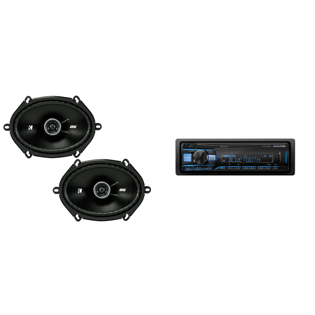 UTE-63BT Bluetooth Receiver & Kicker DSC 5x7 / 6x8 Speakers by Alpine – Model AlpineBDL260609-11