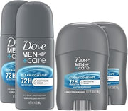 Dove Men + Care Clean Comfort Travel Antiperspirants – Men’s Antiperspirant Spray + Stick, 72H Protection (4 Piece Set)