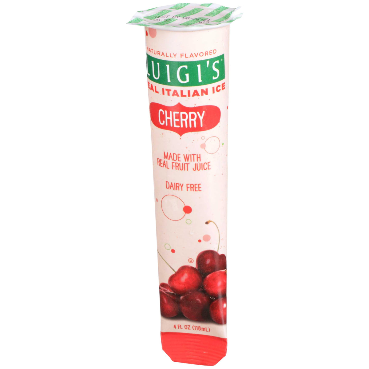 Luigis Real Italian Ice Cherry Squeeze Tube by J and J Snack Foods – 4 ounces, Pack of 24
