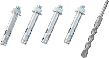Global Industrial Set of 4 Sleeve Anchors (3/4" x 4-1/4") with 1 Drill Bit (3/4" x 8")