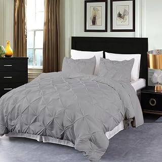 Silver King (106'' x 90'') 100% Cotton 1 Pc Pinch Pleated Duvet Cover Set with Zipper Closure, Machine Washable 800 Thread Count Duvet for All Season