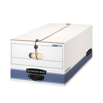 ® Stor/File™ 60% Recycled Storage Boxes by Bankers Box – True, Plastic, White/Blue, Pack of 12, Model 70504
