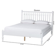 Callison Spindle Platform Bed Turned Bed Frame White Full by Baxton Studio – Full Size, Rubberwood, White, Model 1.93271E+11