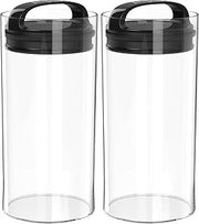 Prepara Evak Fresh Saver, Medium-Tall Airless Canister with Black handle, 2.3 Quart, Clear (Pack of 2)