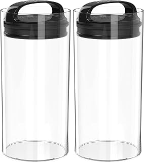 Prepara Evak Fresh Saver, Medium-Tall Airless Canister with Black handle, 2.3 Quart, Clear (Pack of 2)