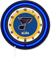 Holland Bar Stool Clk19BKSTLBlu NHL 19 in. Dia. St Louis Blues Double Neon Wall Clock Black