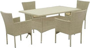 Linen Patio Set, Dining Table and Wicker Outdoor-Furniture Chair - Weatherproof Durable Design Comfortable Seating for Patio Garden