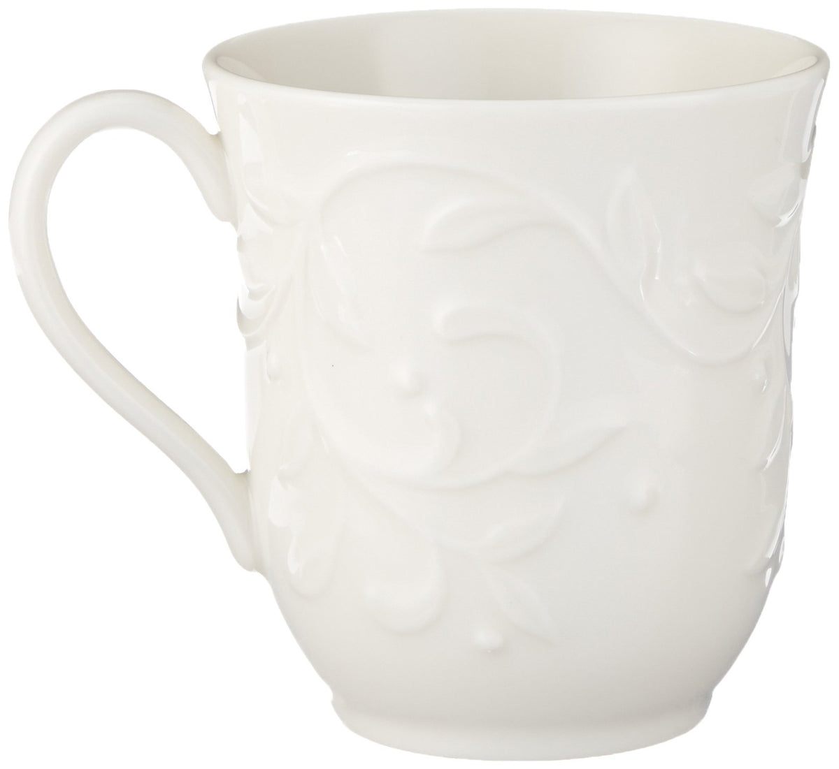 Opal Innocence Carved Mugs by Lenox – 12 Ounces, 12 fluid_ounces, Stoneware, White, Model 31881