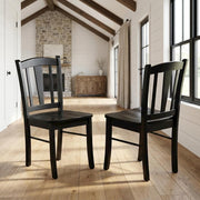 Wooden Dining Chairs with Wood Seat by Furnifact – Rubberwood, Black, Pack of 2