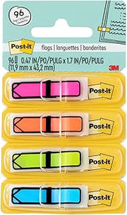 Post-it Arrow Flags, .47 x 1.7 in, Assorted Brights, 4 Dispensers