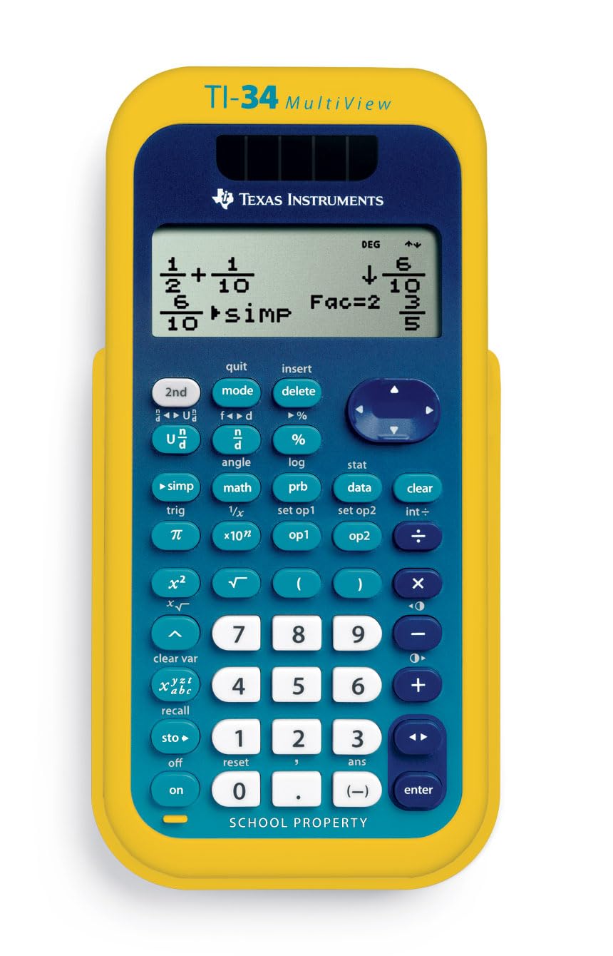 TI-34 MultiView Scientific Calculator - Teacher Kit (10 pack) by Texas Instruments – Pack of 1, Plastic, Blue, Yellow, Model 34MV/TKT
