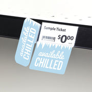 "Available Chilled" Shelf Talker with Flag Blue Plastic- 2 1/2"L x 3"H 25 Per Bag by KOST KLIP MANUFACTURING LTD – Plastic, Blue, Model 107913
