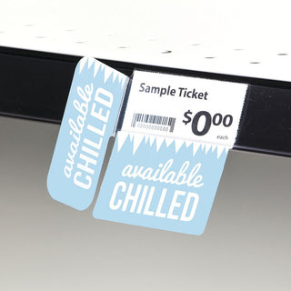 "Available Chilled" Shelf Talker with Flag Blue Plastic- 2 1/2"L x 3"H 25 Per Bag by KOST KLIP MANUFACTURING LTD – Plastic, Blue, Model 107913