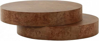 Starlight Canyon Home Veneer Round Coffee Table with Modern Faux Burl Finish, Durable Design Enhances Living Room Ambiance and Functionality